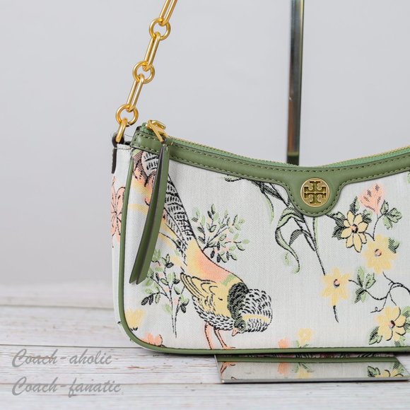 NWT Tory Burch 86558 T Monogram Brocade Shoulder Bag Crossbody in Winter Sage - Picture 7 of 10